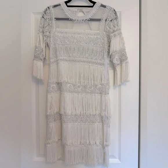White Beaded Fringe Dress | Color: White | Size: 4 | Baileybowling's Closet